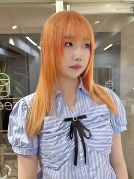 シーン(seen) ★大人ガーリー愛され小顔ロングレイヤーオレンジ★