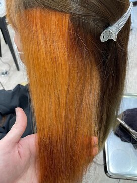 アジールヘア 所沢プロペ通り店(agir hair) イヤリングオレンジこなれミディイメチェンシースルー前髪所沢