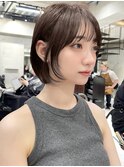 韓国ヘアグレージュカラーブリーチ無し髪質改善イヤリングカラー
