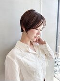 丸みショートボブ/くびれレイヤーボブ/顔周りカット/グレージュ