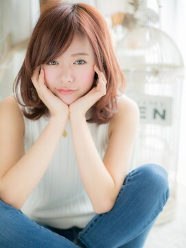 モッズヘア 越谷(mod's hair) オレンジカラーオンブレくせ毛風斜めバング越谷20代30代40代a!