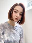 モードな大人切りっぱなしワンレンボブ×艶髪カラー