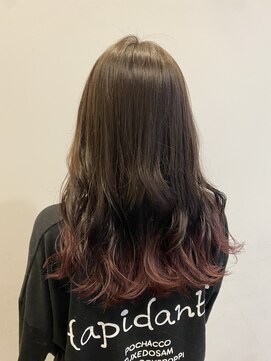 りんごの木 篠ノ井駅前店 裾カラー/ピンクアッシュカラー/ゆるふわ巻きロング