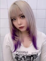 ミミヘアーガーデン(mimi hair garden) デザインカラー/裾カラーパープル×ホワイトカラー