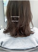 小顔前髪顔周りレイヤー×グレージュカラー デザインカラー