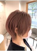 ピンクベージュ　ショートウルフ
