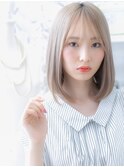 韓国風ハイトーンカラー透けバングボブディh4上尾20代30代40代