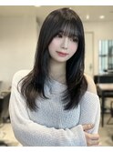 レイヤーカット ワンホン ラベンダーグレージュ顔まわりカット