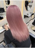ハイライトカラーくびれヘアアプリコットオレンジ