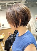 《30代40代》ミルキーベージュ丸みショートボブ【浦野】