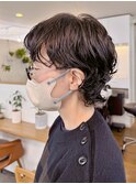大人ショートボブ/ウルフレイヤー/パーマ/30代40代50代