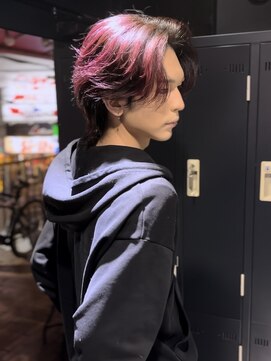 アウル 心斎橋(owl) センターパート/ハイライト/ワインレッドカラー/メンズパーマ