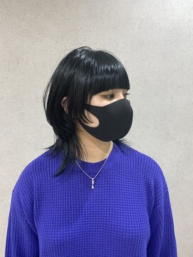 ミクマル(micmal) 大人かわいい☆小顔見せ♪ひし形マッシュウルフ/艶髪/黒髪