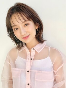 ファナ(fha-na) 大人かわいい ふわミディ 韓国ヘア シースルーバング