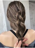 ハイライトバレイヤージュダブルカラーミルクティーベージュ