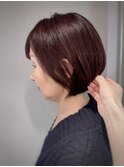40代50代大人ショートボブピンクラベンダー髪質改善根元パーマ