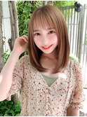 大人可愛い顔まわりカット小顔前髪ストレートミディアムレイヤー