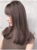 [ANDREY]グレーベージュ/レイヤーロング/前髪パーマ黒髪カタログ