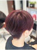 30代40代50代60代白髪ぼかしピンク系カラーツーブロックショート