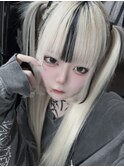ホワイトブロンド　黒メッシュ　シールエクステ