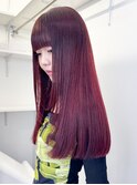 ロング顔周りレイヤーおくれ毛チェリーブラウン_ba490921