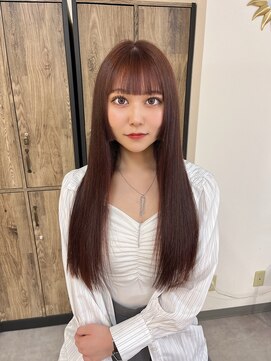 ミョンシル 【myonsil 松本】パツっとロング/ピンクブラウン