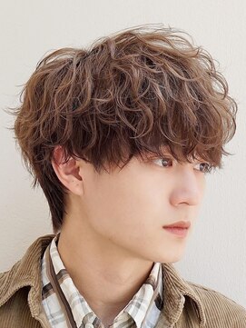 アズ ワン(AS ONE) 波巻きパーマツイストスパイラルパーマツーブロックメンズ黒髪