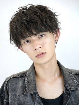 メンズマッシュ無造作ソフトツイストパーマツーブロック