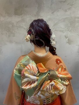 クレエ ヘアー デザイン(creer hair design) 雅やか編み込み 編みおろし 華結びヘア お呼ばれ 結婚式 二次会