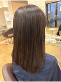 セミロングワンレンスタイル