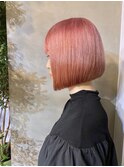ピンクカラー/ピンクベージュ/ぱつっとボブ