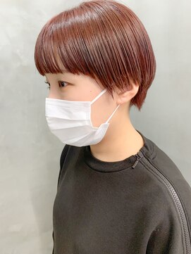 テトヘアー(teto hair) マッシュショート、ピンクベージュ、ワイドバング