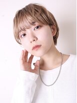 ヨファ ヘアー(YOFA hair)&nbsp;黒髪からハイトーンショート前髪パーマグレーベージュ1205