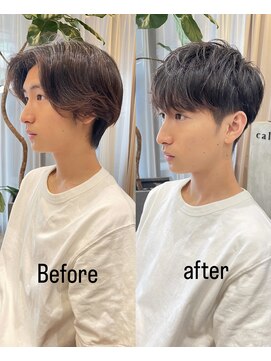 カルナ バイ エルモ(calna by ELMO) スーツ短髪ツーブロック束感モテる黒髪シークレットパーマ流行