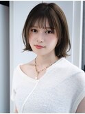 ◯耳かけボブパーマオリーブベージュボブウェーブミディアム小顔