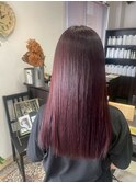 大人かわいい小顔ピンクブラウン森ガール風ロング