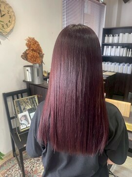 マイ ヘア デザイン 岡崎(MY hair design) 大人かわいい小顔ピンクブラウン森ガール風ロング