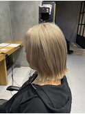 調布レディースカットハイトーンボブブランドカラーダブルカラー