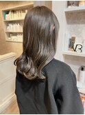福山美容室caary切りっぱなし透明感くすみベージュ10代20代30代