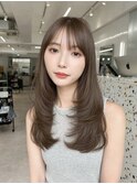 a87レイヤーカットブリーチなしダブルカラーグレージュヘア韓国