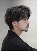 シャドウパーマスパイラルパーマセンターパート大人メンズヘア