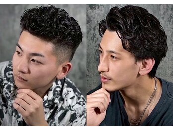 ヒロギンザ 栄店(HIRO GINZA)の写真/【名古屋/栄/パーマ/メンズ/理容室】名古屋で映えるフェード×メッシュorパーマならHIRO銀座