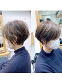 大人ショート・絶壁カバー・白髪ぼかしハイライト【BISA】