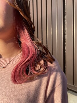 リドルヘアー 石井町店(Riddle HAIR) インナーイヤリングカラーピンクダブルカラーブリーチ