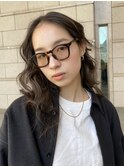 レイヤーミニウルフチェリーブラウンショート美髪前下がりボブ