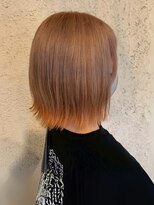 プリモ ココ 鍋島店(Primo coco.)&nbsp;ボブ 裾カラーエンドカラー外ハネ 20代 顔周りレイヤー オレンジ