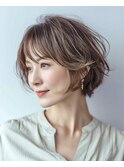 ミセスショートボブ白髪ぼかし脱白髪染め30代40代50代60代♪