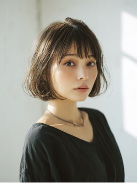 ココ(qoqo) 大人ボブ　ボブパーマ　顔周りカット　ショートパーマ　ベージュ