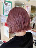 ピンクカラーの外ハネボブ