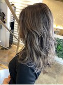 韓国ヘア/マロンベージュ/シースルーバング/くびれミディ